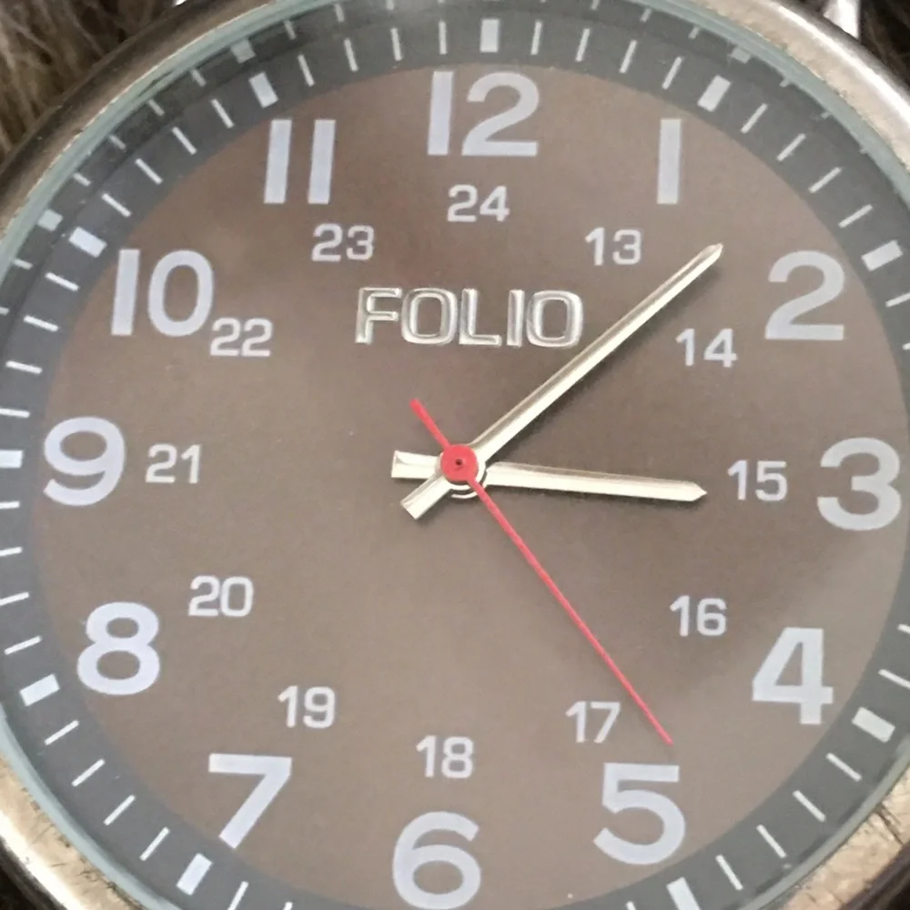 Men’s Folio faux leather camo band watch